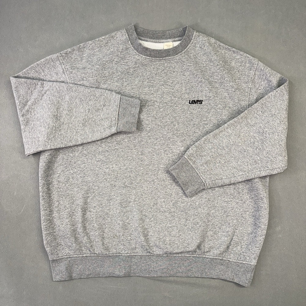 Men's Levi's Long Sleeve Relaxed Fit Fleece CrewNeck Sweatshirt Gray Size XL